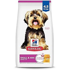 [SnS, AC] $11.99* | 4.5-lbs Hill's Science Diet Small & Mini Adult Dry Dog Food (Chicken & Brown Rice) & More at Amazon